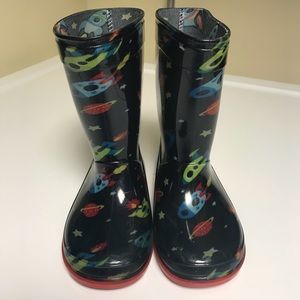 Space/Rocket Ship Rain Boots Toddler Size 5